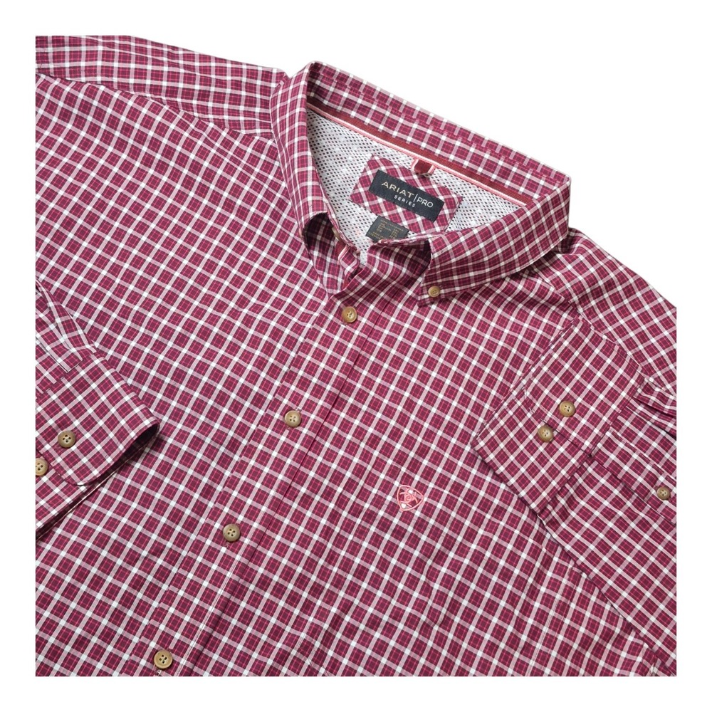 Ariat Pro Series Tyson Men's 3XL Red Plaid Long Sleeve Western Button Down Shirt
